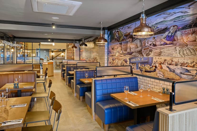 Cork restaurant cozy corner seating with maritime theme