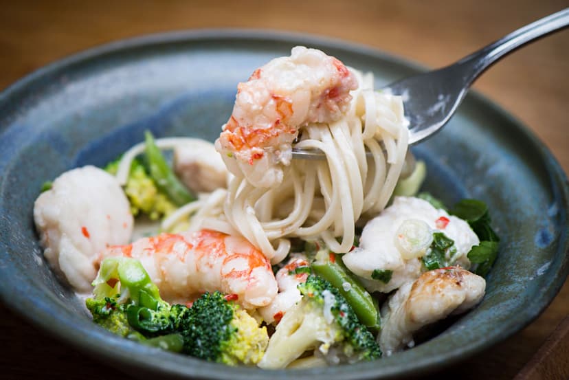 Fresh daily catch - monkfish and prawns specialty dish